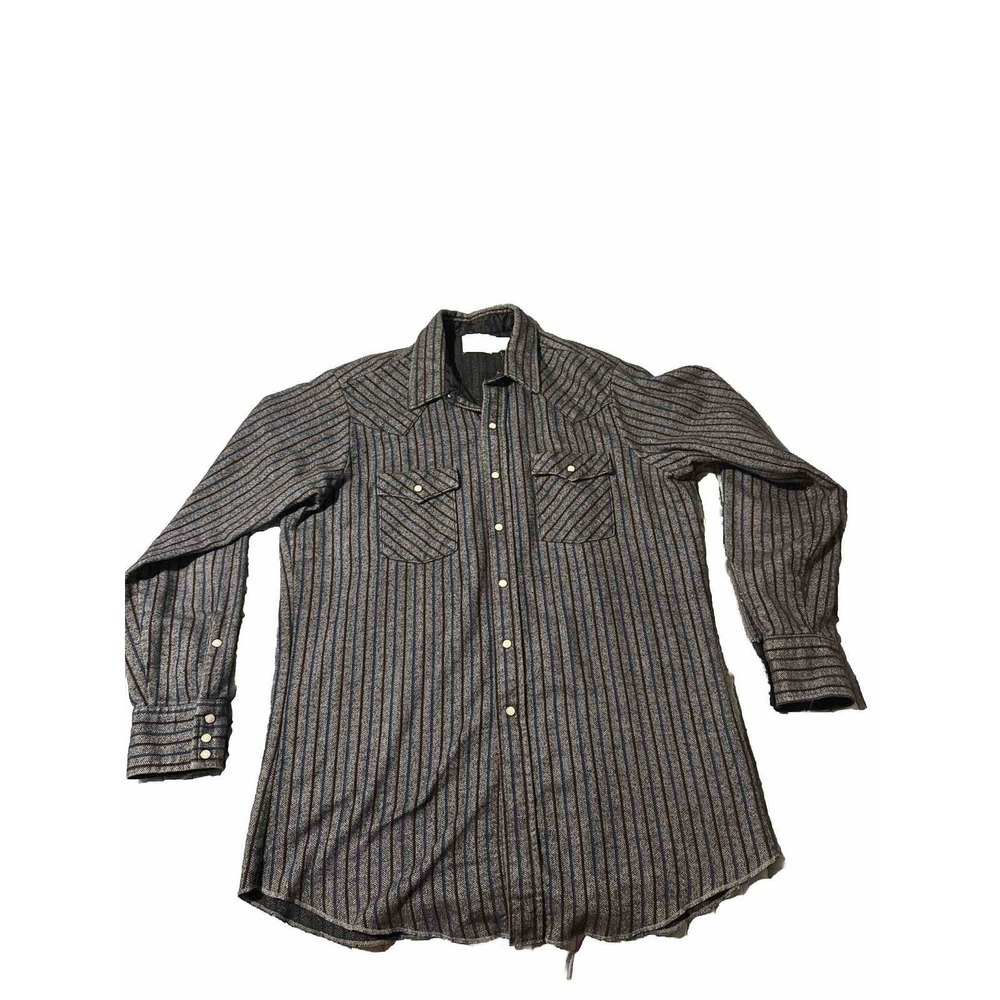 Saddle King Western Mens Long Sleeve Pearl Snap Button Up Down Stripe‎ Dark XL